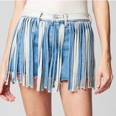 See Picture For Detailed Description Never Worn High Waist Bottoms With Frayed Hem For Festival, Trendy Festival Bottoms With Frayed Hem, Trendy Bottoms With Frayed Hem For Festival, High Waist Fringe Bottoms For Spring, Festival Denim Blue Bottoms, Festival Jean Shorts With Frayed Hem, Festival Shorts With Frayed Hem, Frayed Hem Festival Shorts, Trendy High Rise Fringe Shorts