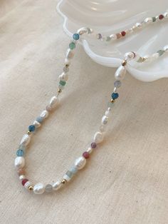 Colorful Pearl Necklace, Jewelry Sketches, Handmade Pearl Necklace, Ethereal Jewelry, India Trip, Dream Ideas, Creative Jewelry Photography, Rainbow Pearl, Jewellery Sketches