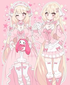 Chii Chobits, Pink Characters, Panty And Stocking Anime, Alien Drawings, Pretty Artwork, Hello Kitty Iphone Wallpaper, Cute Kawaii Drawings, Pink Art, Kawaii Drawings