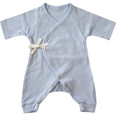 Introducing our first baby item. Created for your baby's ultimate comfort and style. GOTS-certified 100% organic Pima cotton. Soft, smooth, and breathable on children’s skin. All original hand-illustrated artwork. Printed using non-toxic ink. Kimono wrap-style one piece. Snap closures for easy changing. Soft cotton ties at the interior and exterior side seams. 3/4 Raglan sleeves. Designed in San Francisco. Made in Peru. | Dodo Banana | Soft (Blue Pointelle Baby Kimono Onesie, (Blue, Size 0-3M) | Kimono Onesie, Baby Robin, Baby Kimono, Swimming Bathing Suits, The Nile, Bathing Suit Top, Organic Clothing, Shoes Booties, Unisex Baby