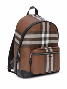 Burberry check-print Backpack - Farfetch Luxury Coated Canvas Leather Backpack With Zipper, Designer Brown Backpack For School, Designer Brown Coated Canvas Backpack, Designer Business Backpack In Coated Canvas, Designer Coated Canvas Backpack For Business, Designer Brown School Bag, Designer Brown Bag For School, Classic Brown Coated Canvas Backpack, Designer Travel Backpack With Zipper Pocket