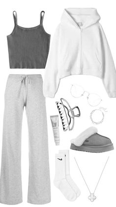 Discover top sweatpants outfits on Pinterest! Explore over 20 trendy styles that blend comfort with cool in our latest blog post. Cute Tops Outfits, Winter Clothes Outfits, Outfit Inspo Girl, Casual Outfit Idea, Comfortable Outfit, That Girl Aesthetic Outfits, Fits To Wear To School, Aesthetic Clothing Styles, Trendy Outfit