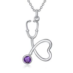 PRICES MAY VARY. ❤ Stethoscope Heart-shape Design - Stylish silver nurse stethoscope pendant design, set with a dazzling fine birthstone, 12-month gem colors, which symblize the medical worker's benevolence, A meaningful jewelry gift of saluting to each medical worker. It may add more elegance and vitality to your looks, fits for all type of dressing in any occasion. ❤ Quality Material - Making in 100% Real 925 Sterling Silver, 18k white gold-plated. brilliant round cut fine birthstones, sturdy Stethoscope Pendant, Stethoscope Heart, Heart Stethoscope, Gift For Doctor, Nurse Stethoscope, Medical Staff, Nurses Day, Meaningful Jewelry, Pendant Design