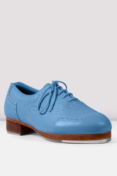 It takes an artist to create an artist; our latest limited-edition Jason Samuels Smith Light Blue Pebble Leather Tap Shoes are expertly crafted from a premium pebble grain leather in a refreshing light blue hue, this pair will elevate your performance in class and on-stage. This beautifully crafted tap shoe in partnership with tap sensation Jason Samuels Smith features a triple stacked heel and The Jason Samuels Smith Taps. First beautifully crafted tap shoe available with a full build up straig Blue Oxford Shoes, Ballet Pointe Shoes, Girls Dancewear, Dance Sneakers, Oxford Style, Dance Accessories, The Dancer, Hair Essentials, Pointe Shoes