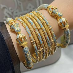 Blue And Gold Jewelry Aesthetic, Blue And Gold Jewelry, Turkish Gold Jewelry, Gold Jewelry Aesthetic, Gold Bangles Indian, Unique Gold Jewelry Designs, Wedding Jewelry Sets Bridal Jewellery, Bride Jewelry Set, Pure Gold Jewellery