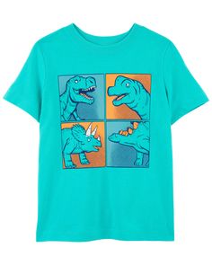 Toddler Dino Graphic Tee - Carter's | Carter's Dinosaur Tshirt, Toddler Boy Tops, Kids Tees, Graphic Tee Style, Cotton Outfit, Kid Clothes, Jumpsuit Shorts Rompers, Boys Set, Cool Fits