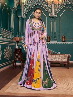 Luxury Embroidered Fabric With Mirror Work For Navratri, Navratri Evening Lehenga With Mirror Work, Navratri Semi-stitched Slub Silk Choli, Elegant Navratri Choli With Mirror Work, Navratri Floor-length Choli With Mirror Work, Navratri Celebration, Garba Night