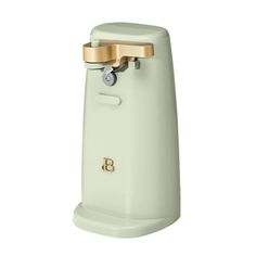 a white and gold water dispenser on a white background