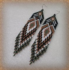 Fringe  beaded earrings , tribal , Ethnic ,Indian ,  boho style , Native American Beaded Earrings , Long  beaded earrings Statement earrings Fringe Beaded Earrings, Long Beaded Earrings, Stitch Earrings, Native American Beaded Earrings, Brick Stitch Earrings, Native American Beading, Native American Fashion, Earrings Long, Earrings Statement