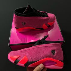 Nike Air Jordan 14 Retro Low Shocking Pink Black Dh4121-600 Women’s Size 6.5 Brand New Missing Lids Pink Sneakers With Red Sole For Streetwear, Pink Sporty Custom Sneakers With Air Cushioning, Sporty Pink Custom Sneakers With Air Cushioning, Sporty Pink Custom Sneakers For Running, Pink Custom Sneakers With Air Cushioning For Streetwear, Pink Custom Sneakers With Red Sole, Casual Pink Basketball Shoes With Red Sole, Pink Custom Sneakers With Air Cushioning, Pink Custom Running Sneakers With Air Cushioning