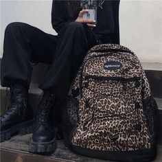 TAVIMART - Trendy Casual Leopard Print Women's Backpack Korean Large Capacity Versatile Leisure Schoolbag Y2k Unisex Travel Backpack size:33*47*20cm High-capacity Casual Backpack For Daily Use, Casual High-capacity Backpack For Daily Use, High-capacity Casual Backpack, Casual High-capacity Backpack, Harajuku Style Bags For Back To School Streetwear, Harajuku Style Bags For Streetwear And Back To School, Trendy Large Capacity Backpack For Streetwear, Casual High-capacity Standard Backpack, Trendy Backpack For Back To School Outdoor Activities