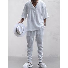 Season:Spring   Fall; Fabric:Polyester; Sleeve Length:3/4-Length Sleeve; Look After Me:Machine wash,Washable; Gender:Men's; Style:Gymnatics,Casual; Elasticity:Micro-elastic; Tops Type:T-shirt Suits,Tracksuit,Tennis Shirt,Tees and Drawstring Long Pants; Occasion:Daily Wear,Activewear,Vacation; Pattern:Plain; Design:Knitting,2 Piece; Neckline:V Neck; Listing Date:09/20/2023; Bust:; Length [Bottom]:; Length [Top]:; Shoulder Width:; Waist: Tuxedo Shirt Men, Tennis Shirt, Mens Outdoor Jackets, Office Lounge, Tennis Shirts, Linen Shirt Men, Team Members, Sports Running, Women Shirts Blouse