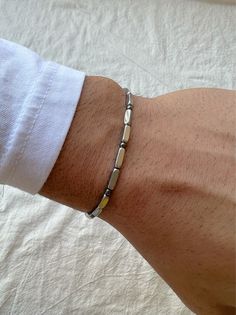 Silver Hematite Beaded Bracelet Minimal Bracelet Men Men - Etsy Silver Minimalist Magnetic Bracelet, Minimalist Silver Magnetic Bracelet, Minimalist Magnetic Silver Bracelet, Bracelet Minimal, Minimal Bracelet, Types Of Gifts, Men Bracelet, Jewellery Inspiration, Bracelet Men