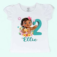 moana birthday shirt Customizable Short Sleeve Tops For First Birthday, Custom Name Short Sleeve T-shirt For Birthday, 2nd Birthday Tshirt, Baby Moana Birthday Party, Personalized Disney Shirts, Moana Bebe, Moana Shirt, Baby Moana, Personalized Birthday Shirts