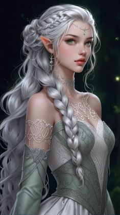 a woman with long white hair and braids