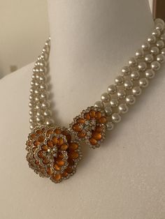 Beautiful JCrew Strand Pearl Necklace With Pendant Elegant Orange Necklace For Party, Elegant Orange Pearl Necklace Gift, Necklace With Pendant, Jewellery Ideas, Beaded Necklaces, Necklace Etsy, Pearl Necklace, Etsy Accessories, Beaded Necklace