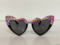 Birthday Sunglasses, Personalized Sunglasses, Beaded Sunglasses, Custom Sunglasses, Sprinkle Sunglasses, Girls Trip Sunglasses, - Etsy Trendy Handmade Sunglasses For Party, Trendy Handmade Sunglasses For Parties, Fun Sunglasses As Valentine's Day Gift, Fun Sunglasses For Valentine's Day Gift, Fun Handmade Sunglasses As A Gift, Fun Handmade Sunglasses For Party, Trendy Personalized Sunglasses For Birthday, Fun Handmade Sunglasses For Parties, Personalized Playful Sunglasses For Party