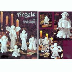 crocheted angel figurines and candle holders are featured in the book angels