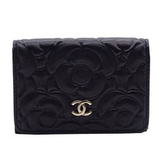 Chanel Wallet Women's Trifold Leather Camellia BlackBrand: ChanelGender: WomenLine: CamelliaColor: BlackMaterial: LeatherSize (HxWxD): 7cm x 10.5cm x 3cm / 2.75'' x 4.13'' x 1.18'' New Taiwan Dollar, Quilted Pattern, Chanel 2, Chanel Wallet, Chanel Bags, Vuitton Bag, Classic Flap, Wallet Case, Chanel Bag