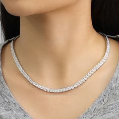 SKU : HBHB14N5004A This Simulated Diamond Necklace, Sterling Silver Necklace for Women Men, Princess CZ Stone Tennis Necklace, Tennis Chain Choker Necklace, 17" is a meticulously crafted and beautiful necklace. Specifications Metal color: 925 Sterling Silver Stone Color: Clear Stone Shape: Princess Stone Size: Available in 3 mm and 4 mm Chain: 17" Material: 925 Sterling Silver Our stones are the highest quality diamond simulants that are polished, finely cut, loupe clean, and have an exactly sim Princess Choker, Silver Necklace For Women, Tennis Chain, Diamond Simulant, Tennis Necklace, Chain Choker Necklace, Clear Stone, Beautiful Necklace, Chain Choker