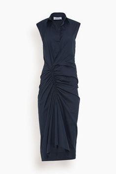 Callas Milano Sylvie Dress in Navy – Hampden Clothing Summer Workwear Dresses With Gathered Skirt, Ruched Sleeveless Midi Dress For Work, Ruched Midi Length Sleeveless Dress For Work, Formal Sleeveless Dress With Gathered Skirt, Elegant Sleeveless Dress With Pleated Waist For Daywear, Sleeveless Midi Dress With Gathered Skirt For Daywear, Elegant Daywear Dress With Gathered Skirt, Elegant Sleeveless Dress With Gathered Skirt, Elegant Gathered Skirt Dresses For Daywear