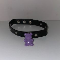 Cute Black Faux Leather Hot Topic Choker Necklace. The Purple Teddy Bear Charm Adds Cute Detail For Many Styles. Tightness Is Adjustable With Three Buttons For Your Comfort. Never Worn. Trendy Black Jewelry For Cosplay, Halloween Choker, Purple Teddy Bear, Hot Topic Jewelry, Goth Accessories, Goth Halloween, Pastel Goth, The Purple, Black Faux Leather