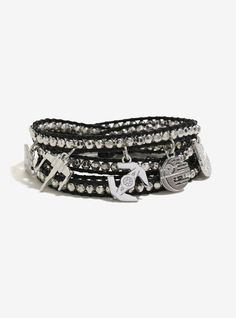 Love And Madness Star Wars Wrap Charm Bracelet | Her Universe The Millennium Falcon, Star Wars Jewelry, Style List, 18th Bday, Star Wars Fashion, Jewelry Board, Cord Wrap, Silver Bracelets For Women, Tie Fighter