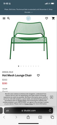 an advertisement for the hot mesh lounge chair, which is on sale at bidot com