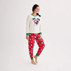 Disney's Minnie Mouse Women's Pajama Top & Pajama Bottoms Set by Jammies For Your Families® Mickey Mouse And Minnie Mouse, Plus Size Pajamas, Family Pajamas, Pajama Bottoms, Pajama Top, Pajamas Women, Fabric Care, 2 Piece, Pajama Set