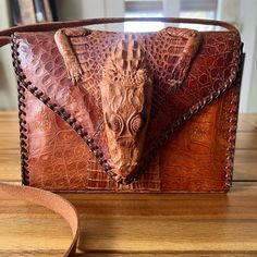 Beautiful Vintage Alligator Bag Purchased But Never Used Leather Hand Made In Cuba Slightly Warn On Inside Light Stain On Bottom As Seen In Photos Small Spot On Strap Alligator Purse, Light Stain, Spot On, Leather Working, Alligator, Cuba, Hand Made, Stain, Bag Lady