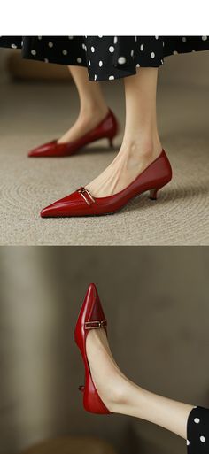 Fall Kitten Heels With 4-inch Pointed Toe, Elegant 4-inch Pointed Kitten Heels, Chic 4-inch Kitten Heels In Synthetic Material, Red Pointed-toe Kitten Heels With Sculpted Heel, Chic 4-inch Synthetic Kitten Heels, Chiko Shoes, Shoes Ideas, Pumps Shoes, Kitten Heel Pumps