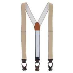 These Big and Tall Classic Stretch Button End Braces are a must-have for every gentleman. Enjoy comfort and style all day with the Y-Back design and adjustable back strap that stretches up to 55 inches. Handcrafted in the USA, these button-end braces give you the best of both worlds with an exceptional combination of comfort and style. These suspenders feature full-grain leather button ends, a back patch, and silver adjusters. The Classic Stretch Button End Braces are the perfect addition to any Classic Fitted Belts And Suspenders With Adjustable Straps, Classic Formal Adjustable Belts And Suspenders, Classic Adjustable Belts And Suspenders For Everyday, Classic Belts And Suspenders With Adjustable Straps For Work, Classic Adjustable Belts And Suspenders For Work, Adjustable Belts And Suspenders For Workwear, Suspenders For Men, Church Weddings, Back Patch