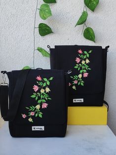 Embroidered Laptop Bag from our Luna Istanbul🌝 series is the perfect accessory for your daily li 🥰 🥰 🥰 🥰 Whether you're heading to school, work or a casual trip, this bag offers plenty of space to safely carry your laptop 💻along with your other essentials.😇  It is designed with lots of pockets and a special material inside to keep your belongings organized and protected. Available in two sizes to fit 13-inch and 15-inch computers, this bag is versatile and functional. 🤩 Machine embroidered patterns add elegance and uniqueness. Made from high quality canvas, embroidery and cotton materials that ensure durability and longevity. Product features; Outer Fabric; Water repellency and stain resistance properties Inner Fabric; 100% cotton fabric. Suitable for 13 inch computer. Width: 10,23 Embroidered Backpack For Daily Use, Embroidered Shoulder Backpack For Daily Use, Embroidered Shoulder Backpack, Everyday Embroidered Rectangular Bag, Embroidered Satchel Canvas Bag For Everyday Use, Embroidered Canvas Satchel For Everyday Use, Rectangular Laptop Sleeve Bag As Gift, Rectangular Embroidered Satchel For Everyday Use, Black Embroidered Everyday Satchel