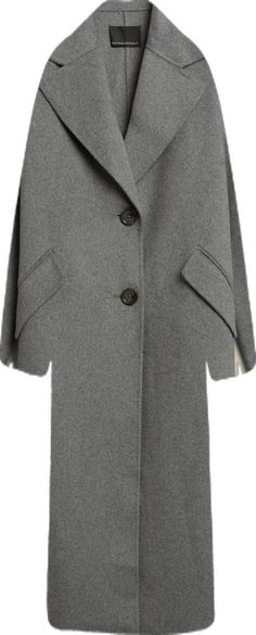 Formal Solid Double-breasted Wool Coat, Winter Double-breasted Gabardine Wool Coat, Wool Double-breasted Long Sleeve Coat, Gray Double-breasted Wool Coat, Gray Single-breasted Long Wool Coat, Notch Collar, Banana Republic, Heather Grey, Wool Blend