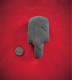 an elephant's head is shown next to a coin on a red cloth background