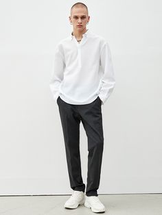 Editor's NotesEZIO's comfy everyday pants featuring a standard size fit and straight legged detail for a natural overall look. - Standard fit- Straight leg- Simple and basic look- Belt loop detail- Classic and comfortable styleMeasurements(in.)78 / 82 / 86 / 90 / 94- Total length: 43.31 in. / 43.31 in. / 43.31 in. / 43.31 in. / 43.31 in.- Waist: 15.57 in. / 16.54 in. / 17.32 in. / 18.11 in. / 19.09 in. - Hips: 19.69 in. / 20.47 in. / 21.26 in. / 22.05 in. / 23.03 in. - Thigh: 12.0 Relaxed Fit Dress Pants With Welt Pockets, Classic Straight Relaxed Fit Dress Pants, Classic Pants With Loosely Fitted Hips For Everyday, Classic Everyday Pants With Loosely Fitted Hips, Classic Straight Dress Pants With Relaxed Fit, Classic Dress Pants With Relaxed Straight Fit, Casual Relaxed Fit Dress Pants With Welt Pockets, Casual Dress Pants With Relaxed Fit And Straight Hem, Everyday Pants