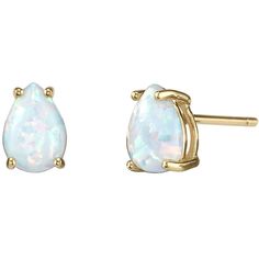 PRICES MAY VARY. PEORA QUALITY CREATED OPAL - Stunning and versatile earrings, the Peora 14K Gold Stud Earrings Collection adds a dainty touch of luxury to any style. Featuring Peora Created Opal, Pear Shape, 7x5mm, 1 Carat total, in its signature Irridescent White hue and a cabochon top that sparkles in the light for an amazing fire and multidimensional glow. Set in a classic 4-prong 14K Yellow Gold Earring solitaire minimalist earrings are an elegant jewelry must-have. 14K Gold Friction Backs White Opal Stud Earrings, White Opal Earrings, Fire Opal Earrings, Opal Stud Earrings, Opal Earrings Stud, Classic Earrings, Opal Studs, October Birthstone, Opal Earrings