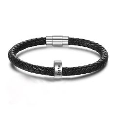 Personalized Men Leather Bracelet Family Names Metals Type: Stainless Steel Customized Type: NAME Gender: Men Bracelets Type: Charm Bracelets Chain Type: Rope Chain Setting Type: None Item Type: Customized Bracelets Material: Metal Shape\pattern: Round Style: Classic Clasp Type: MAGNET Fine or Fashion: Fashion Material: Stainless steel, Leather Length: 21.5cm Weight: 13.6g   Personalized custom-made bracelet Purchase Process: 1. Place your order 2. Leave engraved information on the order or send Men Leather Bracelet, Family Bracelet, Family Bracelets, Customised Bracelets, Lace Accessories, Black Rope, Buckle Bracelet, Personalized Gifts For Dad, Braided Leather Bracelet