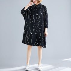 Size: Detail in Tile Measurement : Length:96cm,Chest:158cm,Sleeve:29cm,Shoulder:92cm Oversized Graphic Print Blouse For Fall, Oversized Fall Blouse With Graphic Print, Black Oversized Blouse For Spring, Oversized Black Blouse For Spring, Black Oversized Long Sleeve Blouse, Oversized Long Sleeve Black Blouse, 2020 Clothes, Shirts Women Fashion, Loose Shirt