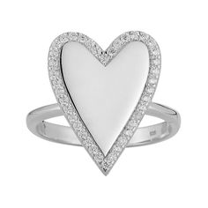 Adorned with cubic zirconia, this heart ring by Sunkissed Sterling is a lovely addition to your jewelry collection. Adorned with cubic zirconia, this heart ring by Sunkissed Sterling is a lovely addition to your jewelry collection. Metal: sterling silver Packaging: pouch Plating: rhodium, 14k gold Width: 0.18 in Finish: polishedSTONE DETAILS Stone type: cubic zirconia Shape: round Setting: prong Gemstones may have been treated to enhance their appearance. Special care may be required. Please vis Diamond Heart Ring For Promise Occasions, Heart-shaped Diamond Birthstone Promise Ring, Valentine's Day Cubic Zirconia Rings With Pave Setting, Diamond White Heart Diamond Ring For Valentine's Day, Diamond Heart Shaped Promise Ring, Diamond Heart Ring With Vvs Clarity, Valentine's Day Cubic Zirconia Diamond Ring With Accents, Heart-shaped Brilliant Cut Diamond Ring For Valentine's Day, Diamond Heart Ring For Proposal