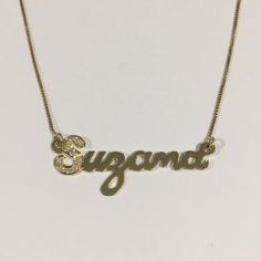 Beautiful 14k Yellow Gold Suzana Diamond Nameplate With A 18k Gold Box Chain. Weight: 3.0g. Length Chain: 16". Nameplate Measurement: 1/2" X 1.30". In Excellent Condition!!! Gold Box, Box Chain, Name Plate, Womens Jewelry Necklace, Size 16, 18k Gold, Jewelry Necklaces, Yellow Gold, Women Jewelry