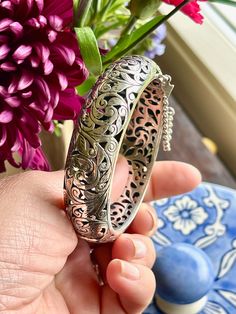 Filigree Bangle, Whimsical Jewelry, Bellingham Wa, Filigree Design, Silver Filigree, Cuff Bangles, Vintage Bracelets, Bangle Bracelet, Gift Wrap