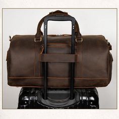 Weekender-Reisetasche aus Leder mit Schuhfach - Woosir Brown Leather Duffle Bag With Pockets, Leather Travel Bag With Pockets, Leather Duffle Bag With Pockets For Overnight Trips, Leather Bags With Pockets For Weekend Trips, Brown Bags With Pockets For Trips, Weekend Satchel Bag With Leather Backing, Leather-backed Satchel For Weekend Trips, Everyday Leather Duffle Bag With Pockets, Leather Duffle Bag With Pockets