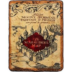 an old book with a map on the front and back cover that says moony wormtail padfoot & pongs