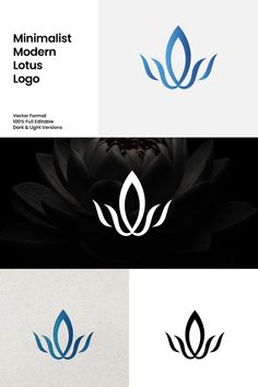 minimalist modern lotus logo design