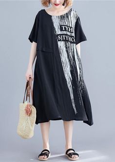 Handmade O Neck Pockets Cotton Dresses Black Print Maxi Dresses Summer Print Maxi Dresses, Maxi Dresses Summer, Roland Mouret Dress, Saint Laurent Dress, Mood Style, Portrait Dress, Summer Linen Dresses, Summer Fashion Dresses, Printed Long Dresses