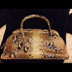 Genuine Python Handbag With Lamb Suede Lining - Brand New ; Color: Natural ( Madeleine) Great Gift Idea For Birthday & Mother's Day Or Any Occasion, & Even For Yourself Python Handbags, Python Bags, Skin Hand, Idea For Birthday, Python Skin, Animal Prints, Hand Bag, Python, Straw Bag