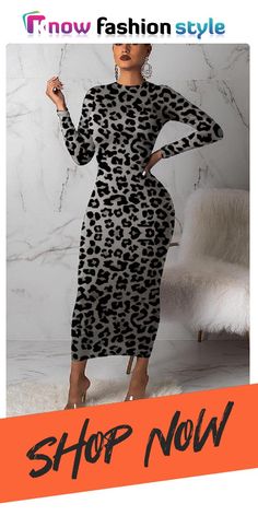 Grey Comfortable Print Long Sleeve Dress Leopard Print Bodycon Dress For Fall, Slim Fit Midi Bodycon Dress For Fall, Fall Slim Fit Midi Bodycon Dress, Trendy Long Sleeve Slim Fit Dresses, Gray Long Sleeve Bodycon Dress For Fall, Leopard Print Long Sleeve Midi Dress For Fall, Fall Leopard Print Long Sleeve Midi Dress, Fall Long Sleeve Leopard Print Midi Dress, Gray Fitted Winter Midi Dress