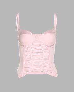 Details: Pink corset top with front ruched designTop Length: CroppedSleeve Length: SleevelessMaterials:95% Polyester + 5% Spandex Corset Top And Pants, Pink Corset Top, Corset Tank Top, Pink Corset, Texas Ranch, 90s Hip Hop Fashion, Fashion Vibes, Cardigan Sweater Vest, Outfit 90s