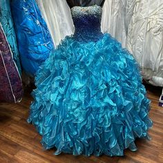 Corset Back. Size 6 Blue Ball Gown, Blue Ball Gowns, Blue Ball, Corset Back, Ball Gown, Blue And Silver, Diy Sewing, Ball Gowns, Strapless Dress